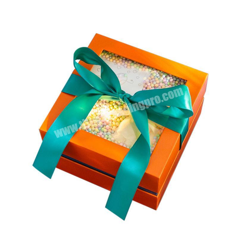 Ins style wind square heaven and earth cover packaging birthday gift box lipstick orange color scarf box
