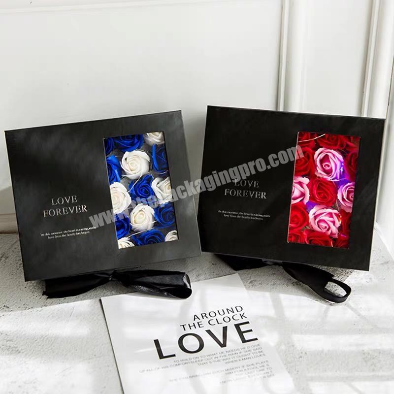 JS de  New design Jewelry  Flower magnetic folded Box with clear plastic window