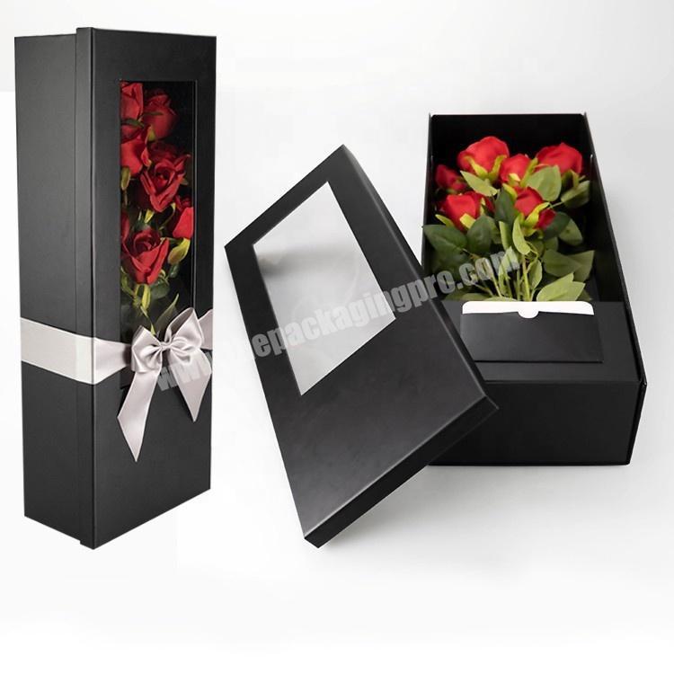 Large Folding Valentine's Day  Elegant  luxury Cover  Window Rose Flower Gift Box