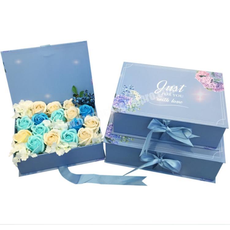 Latest technology teal color corrugated gift box design with custom white logo