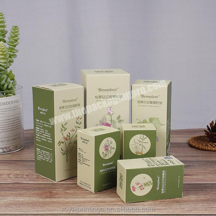 Logo Custom Printing Eco Friendly Green Color Box Cosmetic Skin Care Products Packaging Kraft Paper White Card Color Paper Box