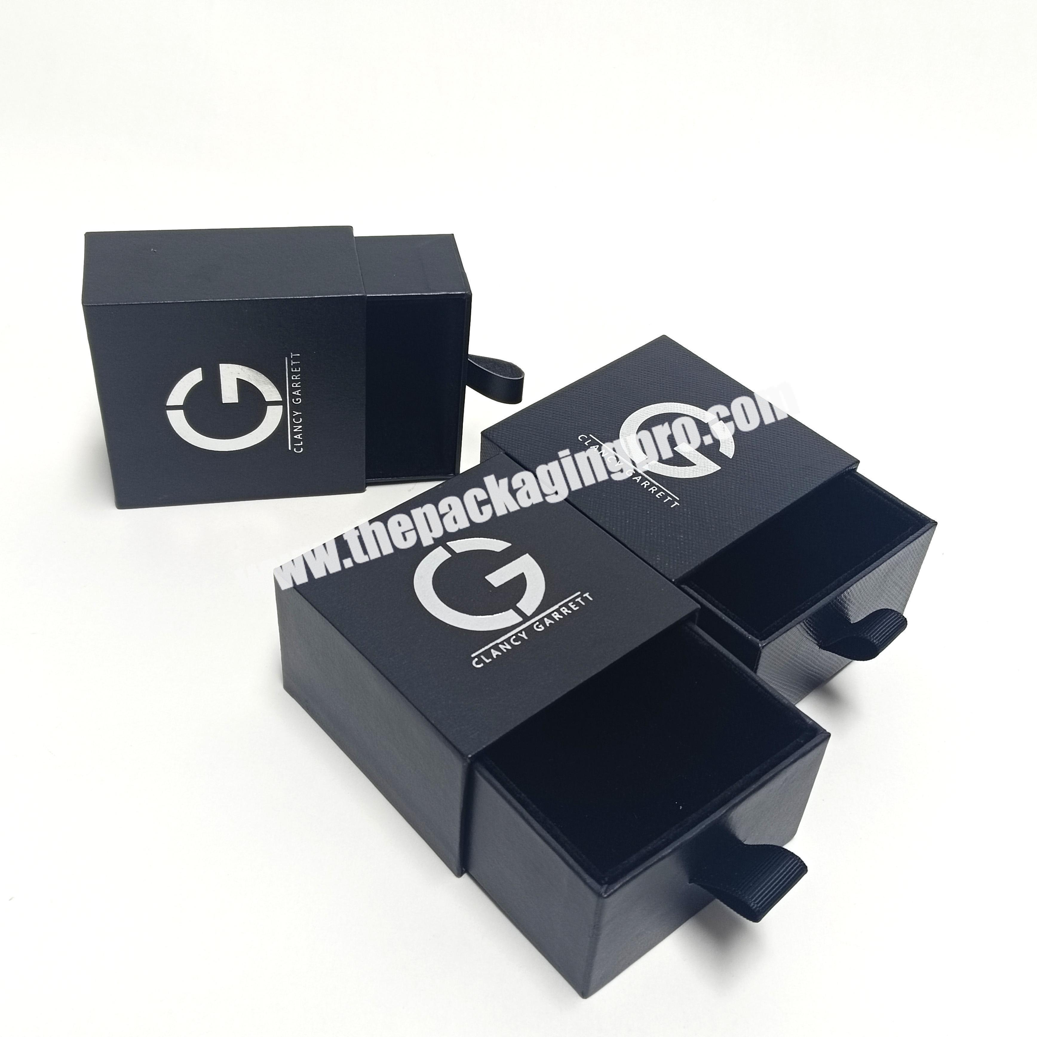 new arrival custom logo black rigid cardboard drawer watch paper box