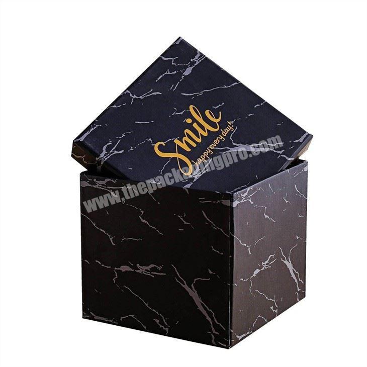 Luxury Black Marble Color Custom Rose Gold Logo Paper Gift Shampoo Skin Care Packaging Box With Hat