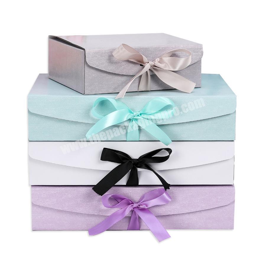 Luxury Cosmetic Clothing Custom Logo Jewelry Packaging Paper Wedding Gift Box With Ribbon