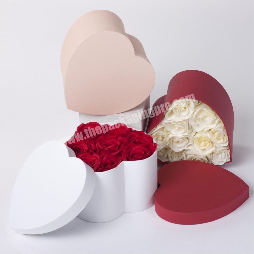 Luxury Custom Design Logo Single Heart Shape Flower Gift Box For Flower Store Bouquets Packaging Box Mom Heart Rose Flower Box