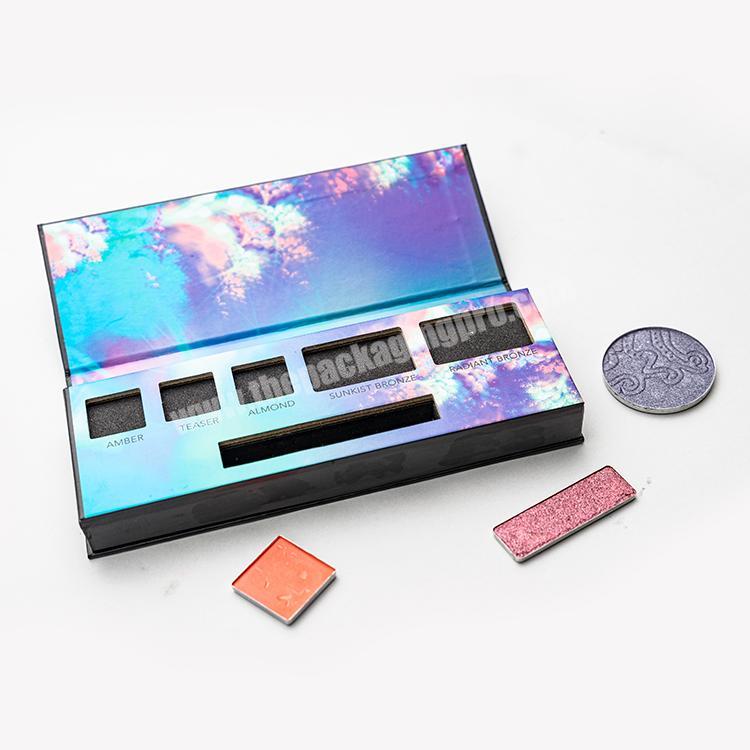 Luxury Custom Embossed Mix Color Empty Cosmetic Eyeshadow Palette Packaging Box With Mirror