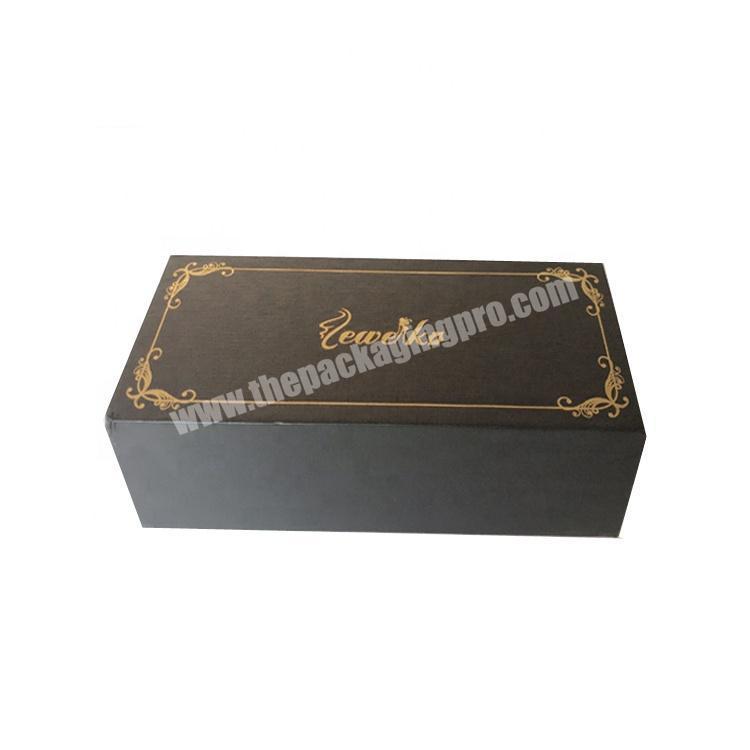 Luxury Custom Gold Foil Logo Square Black Cardboard Gift Box With Lid And Bottom