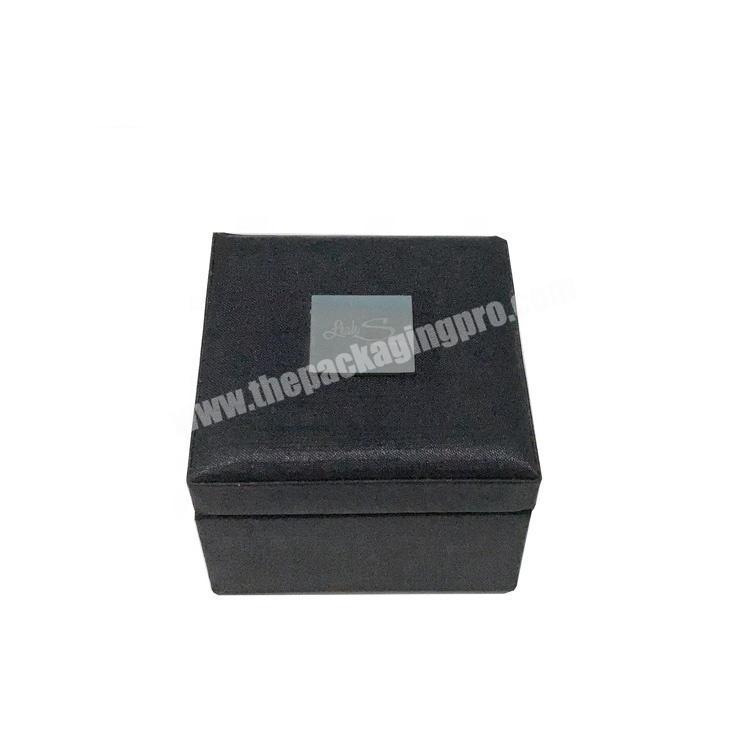 Luxury Custom Logo Fabric Covered Black Wedding Jewelry Gift Packaging Box