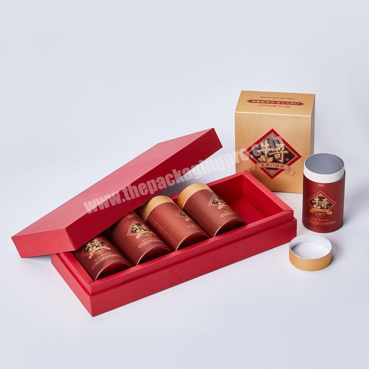 Luxury Custom Logo Fancy Rigid Paperboard Gift Box with Small Round Paper Tube Tea Packaging Box
