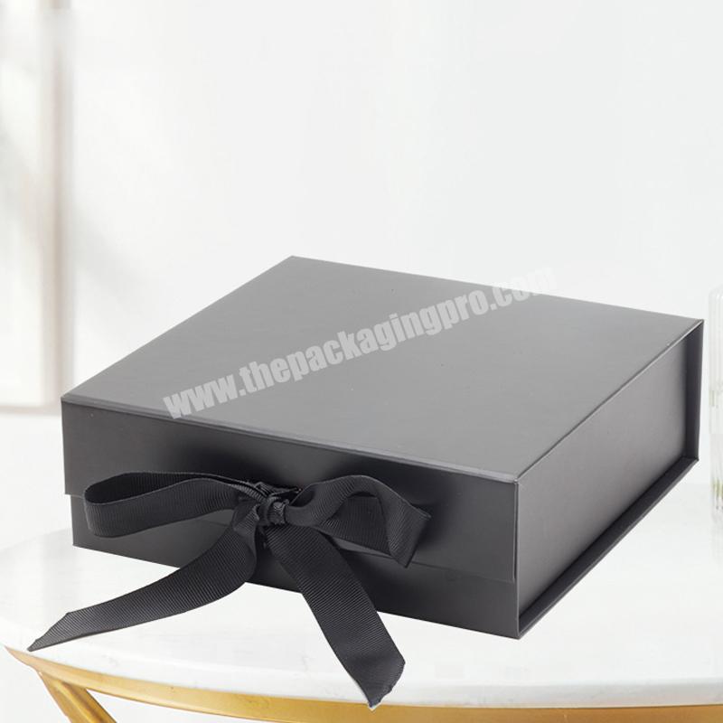 Luxury Custom Logo Folding Paper Cosmetic Clothing Shoe Hair Jewelry Gift Box Packaging With Ribbon