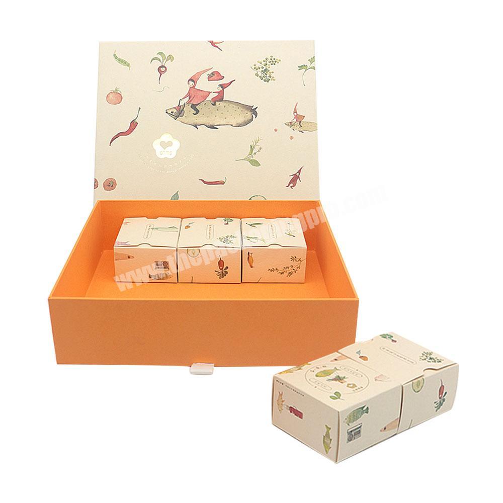 Luxury Custom Rectangular Food Packaging Gift Box Double Entry Drawer Cardboard Food Box Macaron Packaging Gift Box