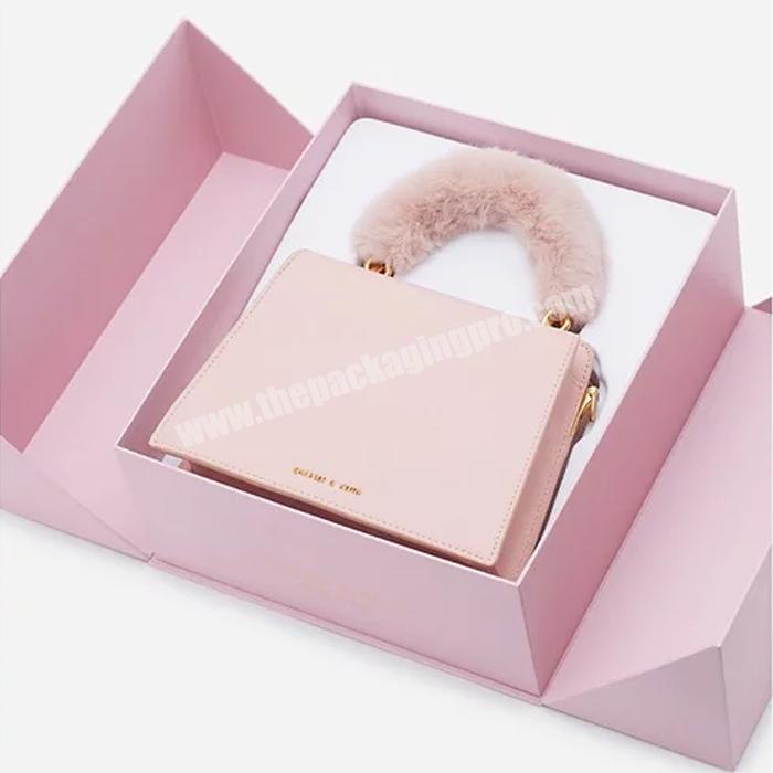Luxury Paper Pink Magnetic Gift Box With Inner Custom Logo Packaging Mini Suitcase Packaging Box Handbag Gift Packaging Boxes