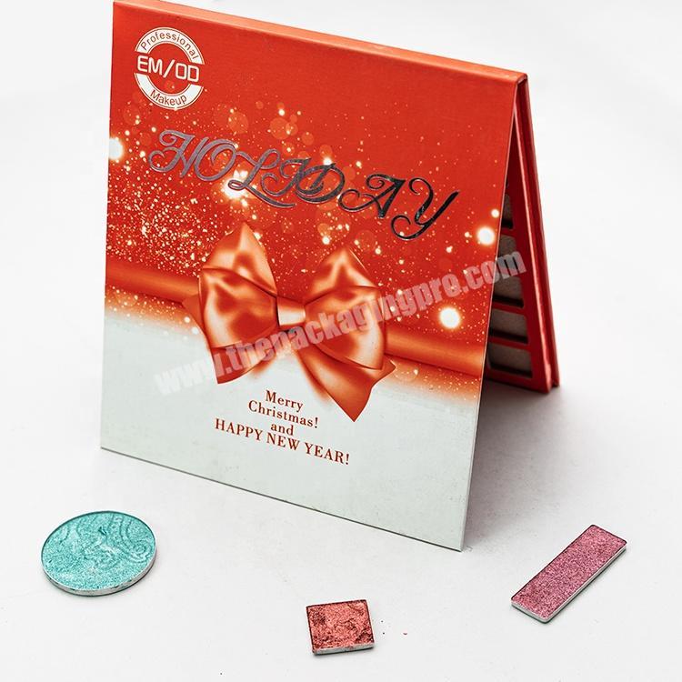 Luxury Private Label Red Empty Magnetic Eyeshadow Packaging Paper Box Custom Eyeshadow Packaging with Mirror