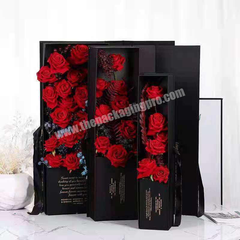 Luxury Rectangle Paper Cardboard Valentine's Day Long Stem Rose Flower Gift Delivery Box Wedding Flower Packaging Box