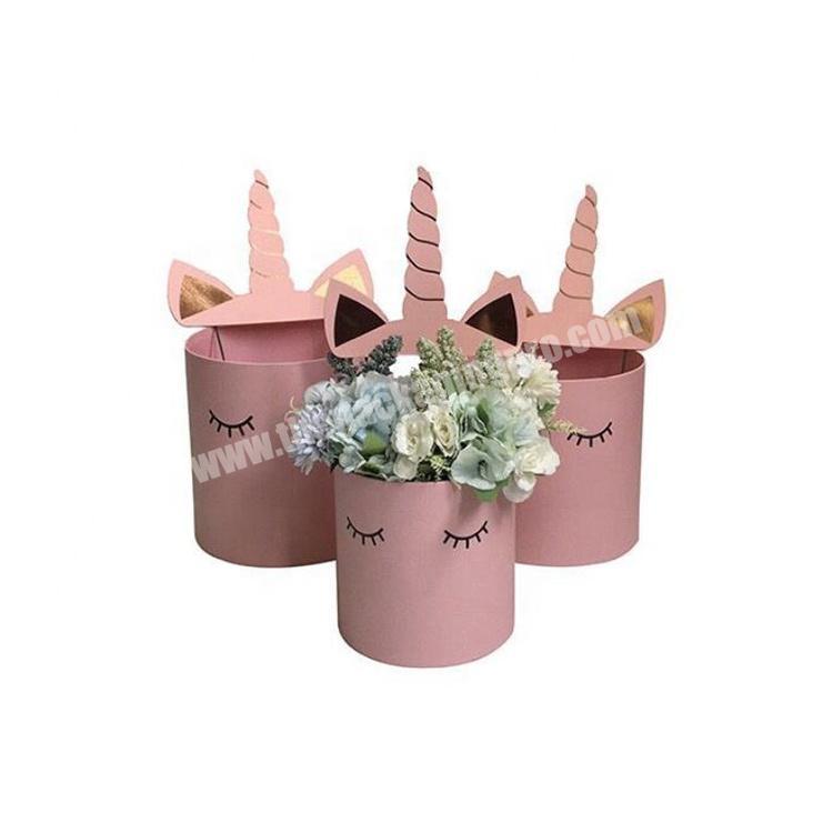 Luxury Round Velvet Material With Unicorn Decoration Flower Box For Hot  Sale