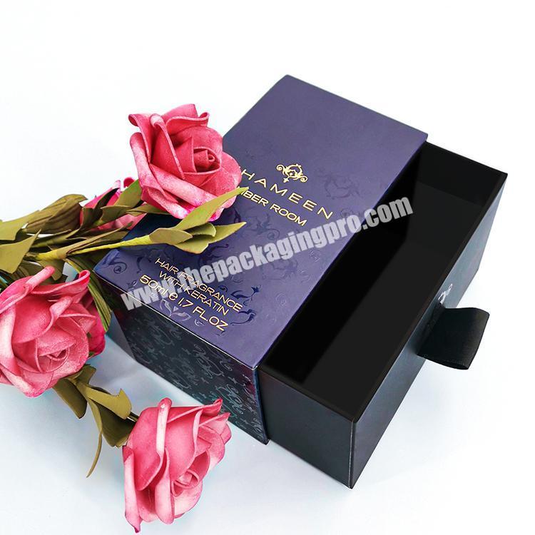 Luxury Wine Cardboard Sliding Paper Box High Quality Custom Printed Logo Drawer Boxes Bronzing With Ribbon