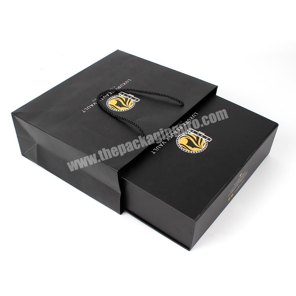 Luxury black scratch proof surface magnetic gift box hair packaging wigs packaging boxes custom logo