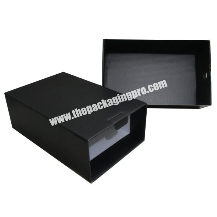 Luxury black slide out sneaker sport shoes box packaging corrugated printing with custom logo