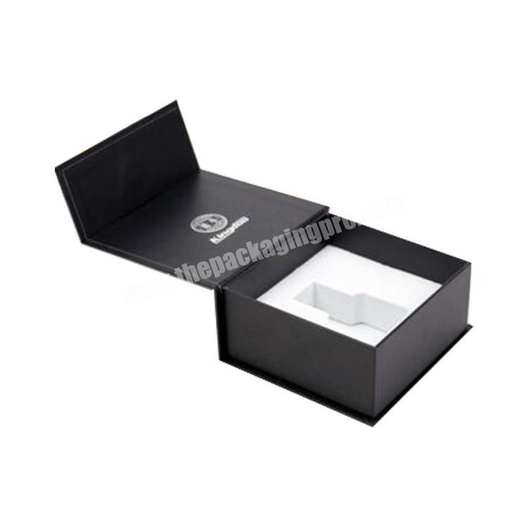Luxury custom Logo perfume for men magnetic black cardboard packaging gift box with sponge