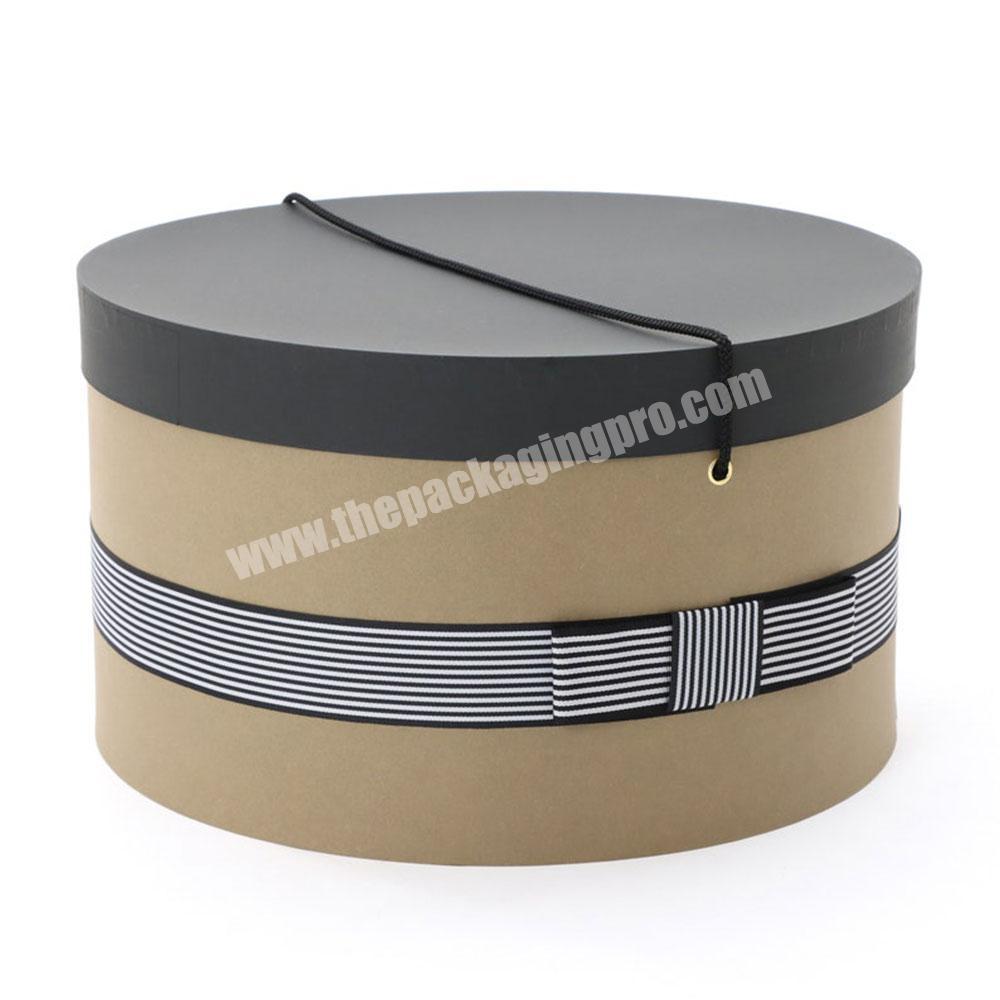 Luxury custom hat boxes round men custom hat boxes with logo packaging cardboard round hat storage box with handle