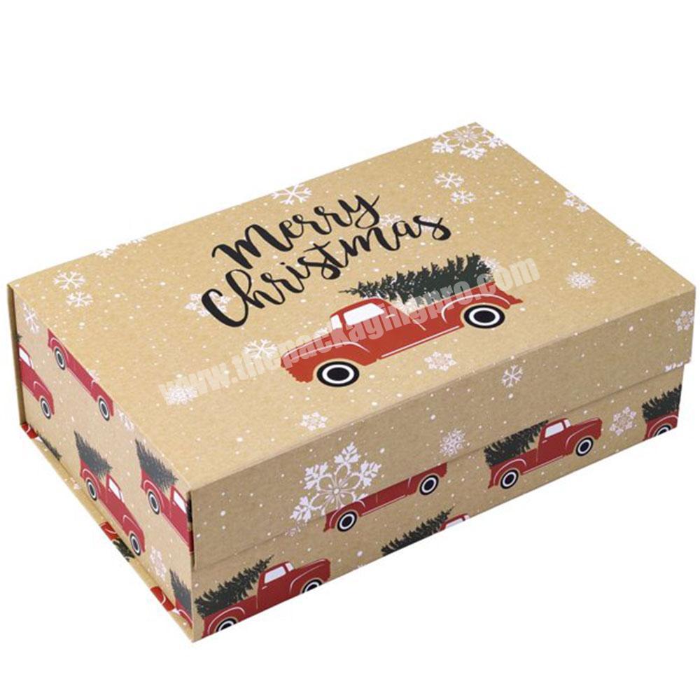 Luxury custom ladies christmas gift box cosmetic folding box clothing shoes ribbon folding magnetic gift box
