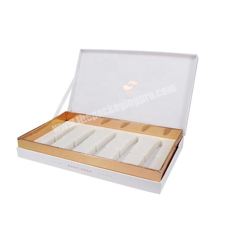 Luxury custom matt white color rigid cardboard oil essential packaging magnetic box with eva insert