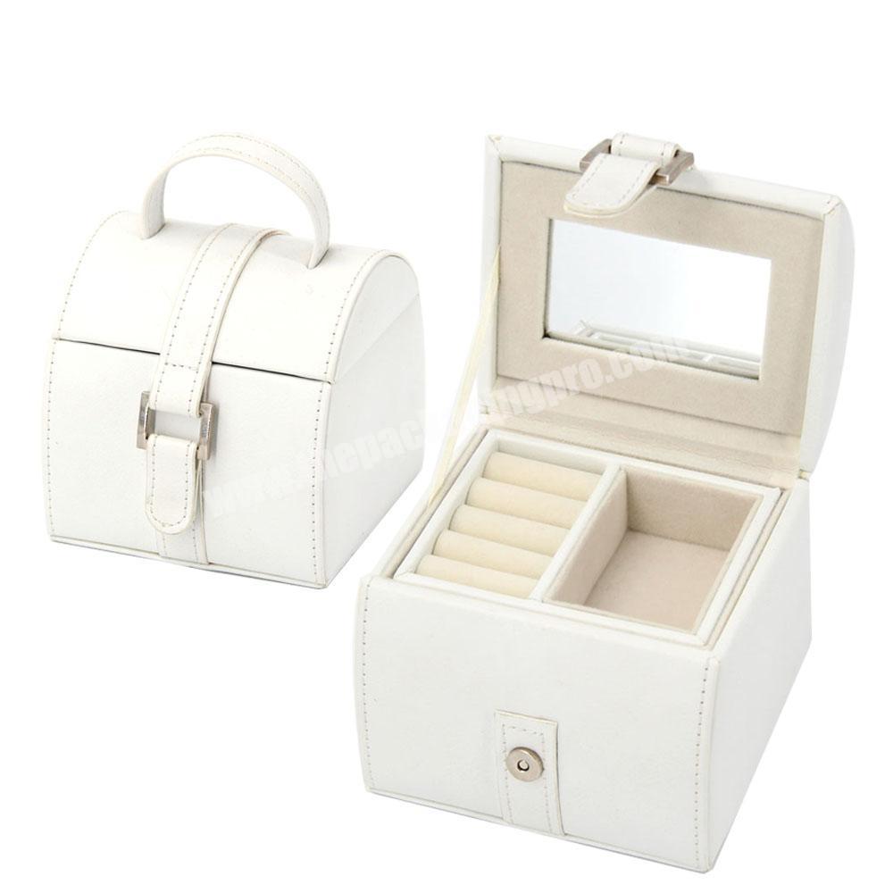 Luxury design jewelry gift boxes with logo velvet leather jewelry gift packaging box with mirror customized travel jewelry box