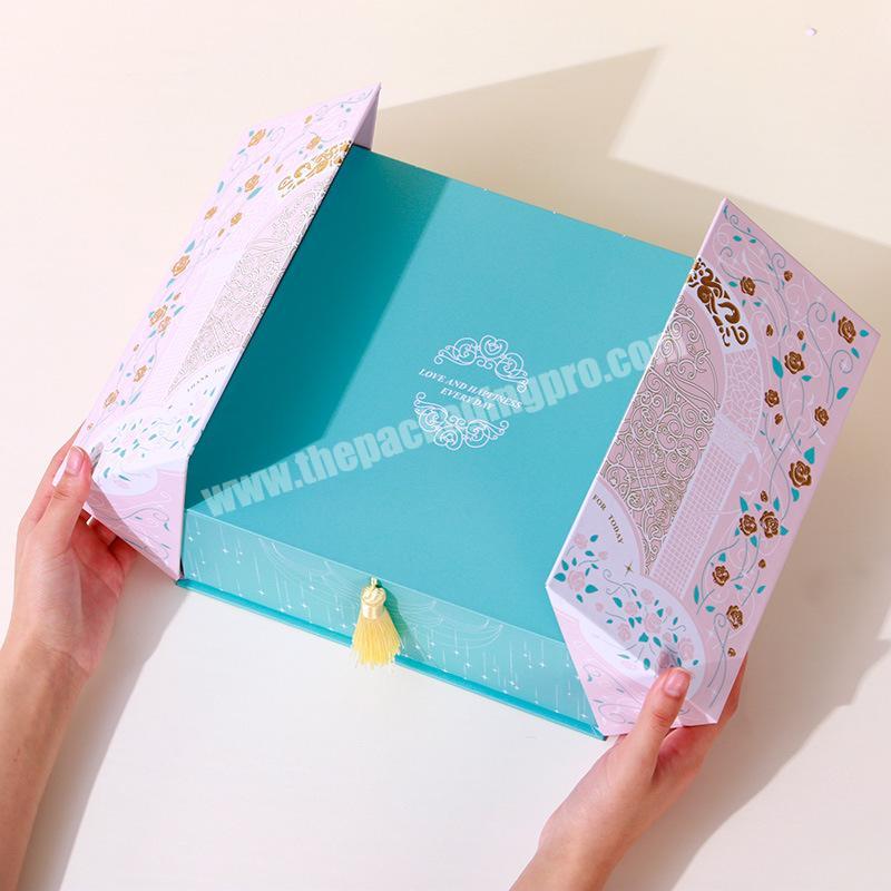 Luxury  flip book birthday ribbon gift box set wedding  paper packing gift box