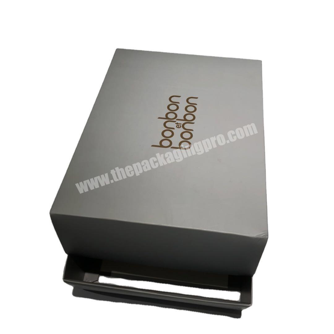 Emboss print gold foil lid and base gift box cardboard box case with logo