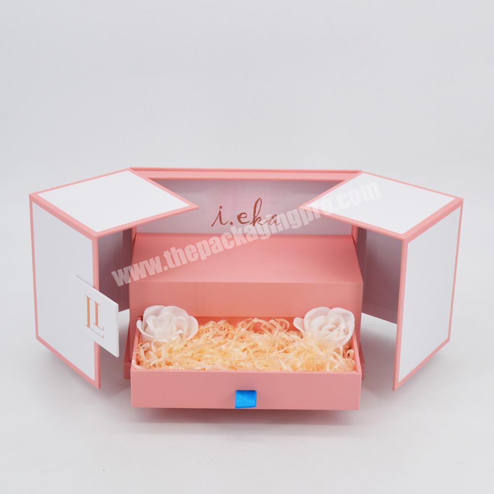 Luxury jewelry packaging box custom design logo necklace packaging jewelry set box double open drawer white jewelry box