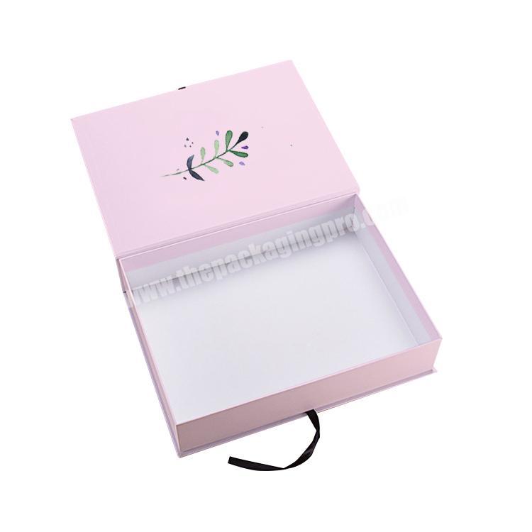 Luxury underwear swimwear apparel gift packaging rigid cardboard box custom LOGO with ribbon