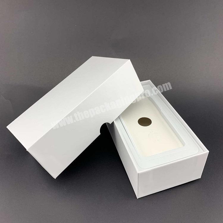 Luxury white cardboard lid and base box for mobilephone packing
