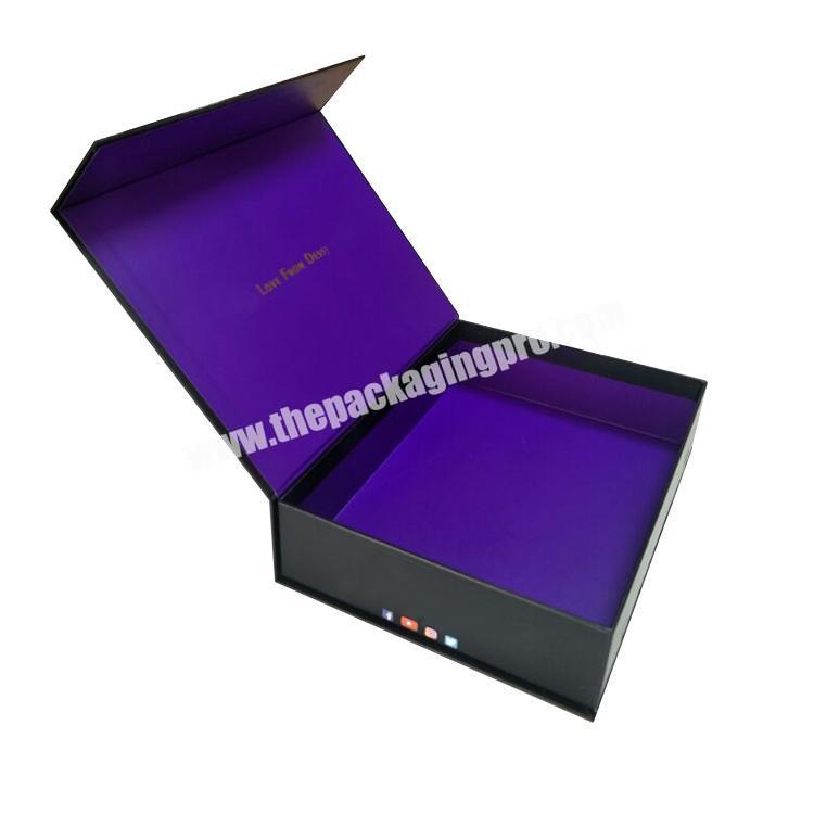 Magnet Wig Gift Boxes Luxury Black And Purple Custom Logo Wig Packaging Boxes