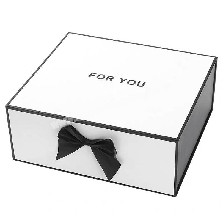 Magnet folding boxes with ribbon bow high grade perfume gift packaging