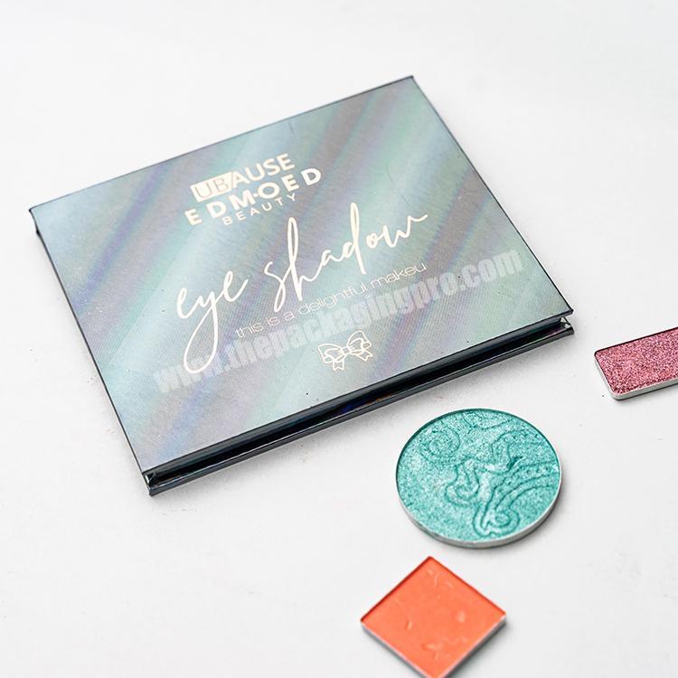 Magnetic Closure Luxury Rigid Cardboard Paper 8 Colors Empty Glitter Eyeshadow Palette Custom Packaging Box With Mirror