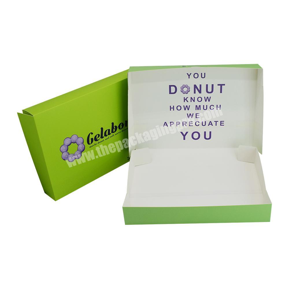 Manufacture Cheap Eco Friendly Disposable Cardboard Custom Print Green Donut Dessert Box, Mochi Donut Boxes