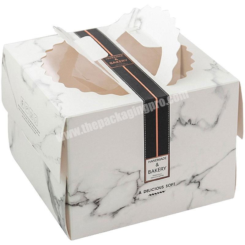 Manufacture new design factory wholesale custom logo cake packaging box empty storage cake box with handle