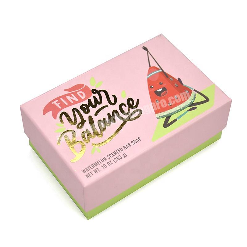 Manufacturer production soap paper box packaging design custom watermelon scented bar soap pink box packaging