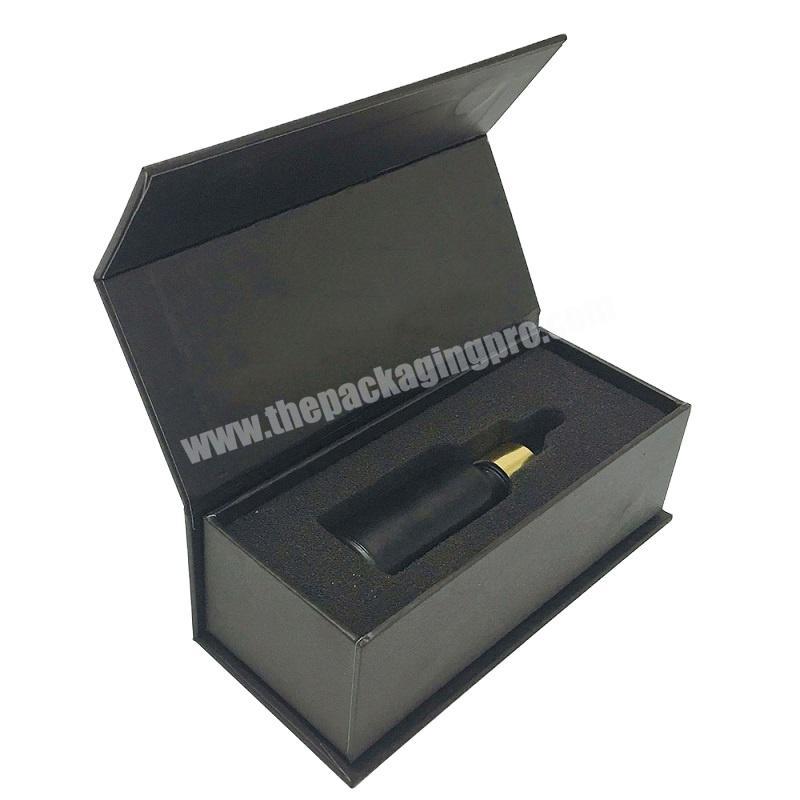 Manufacturer supply magnetic flip durable cardboard box wholesale luxury gift black paper custom box with foam inserts