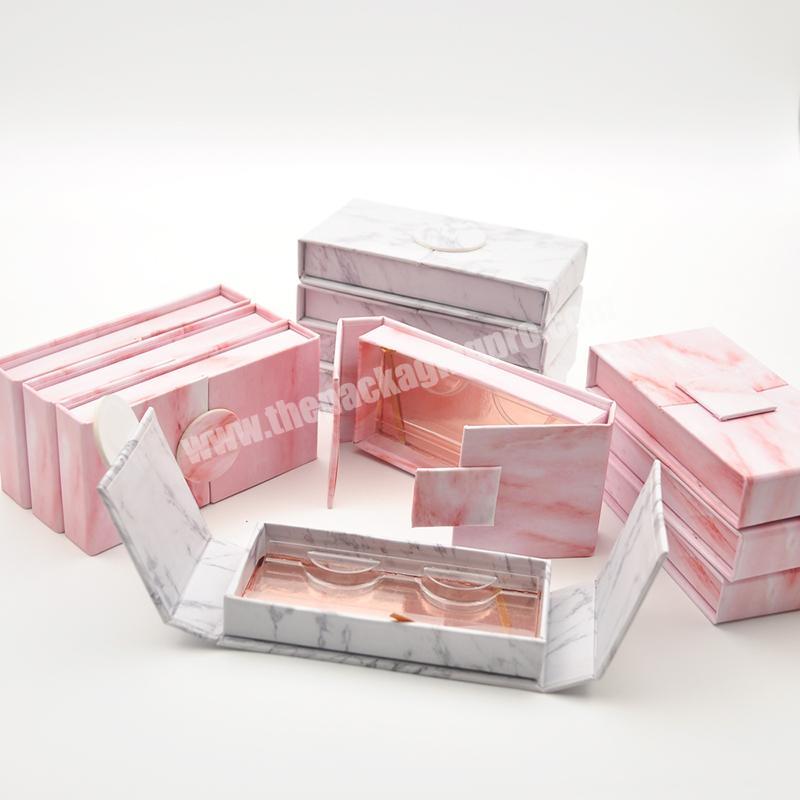 Custom Eyelash Packaging High Quality Eyelash Box Packaging Marble Magnetic Lash Box Packaging
