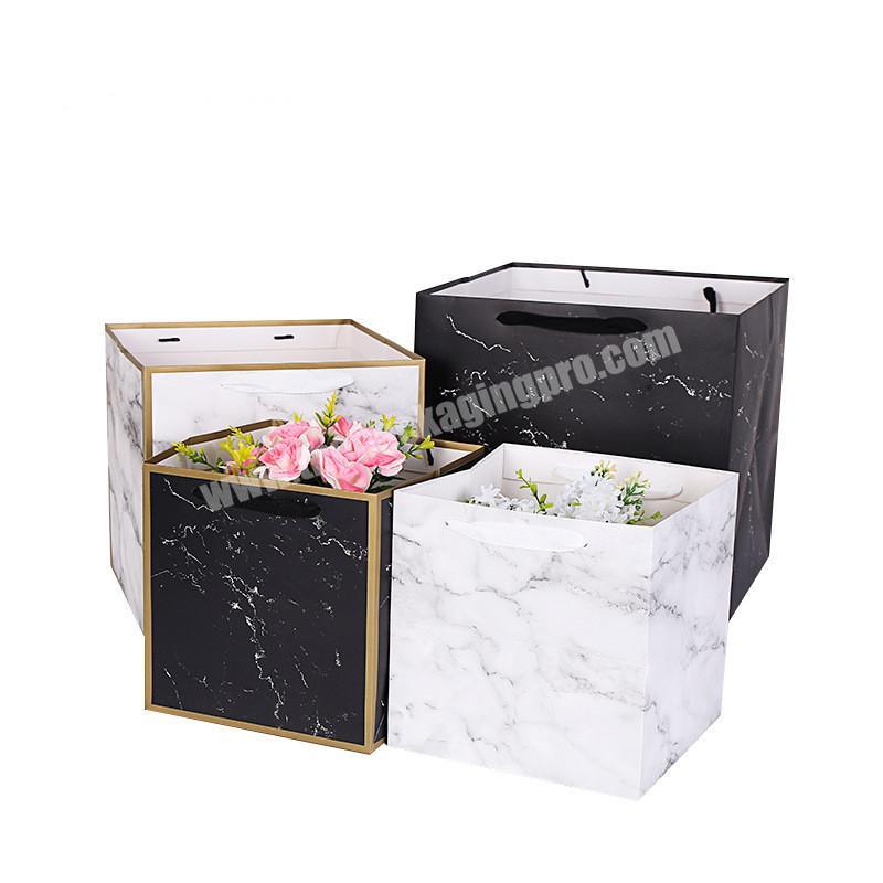 Marble Printing Paper Bag Birthday Square Tote Bag Spot White Cardboard Cake Box Gift Bag
