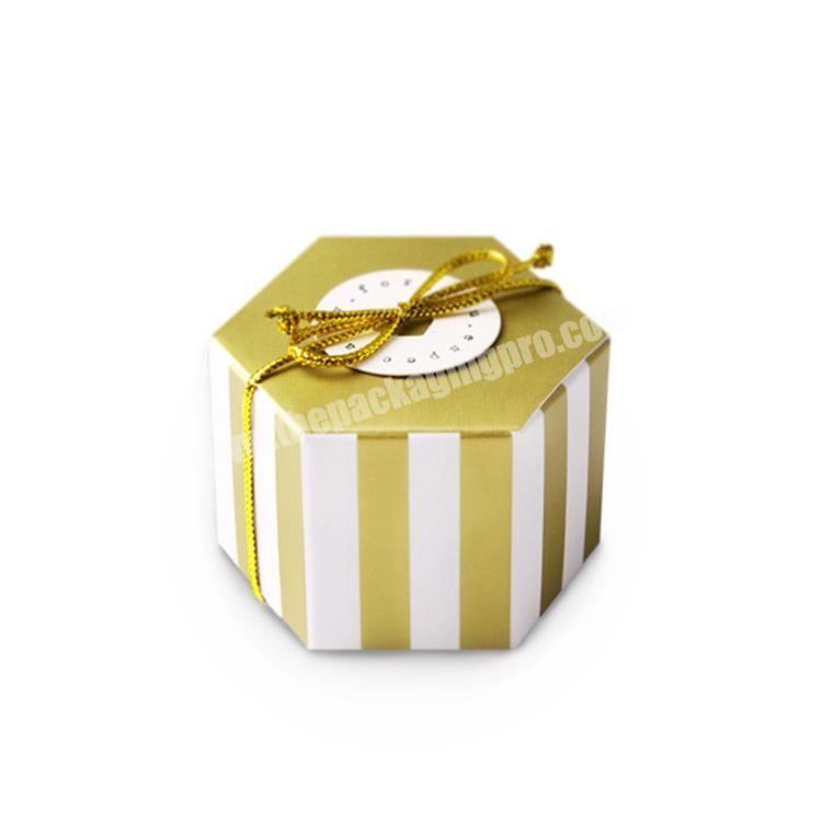 Mini Stripe Dots Golden Bronzing Paper Box Color Creative Hexagonal Gift Wedding Flavor Chocolate Candy Box