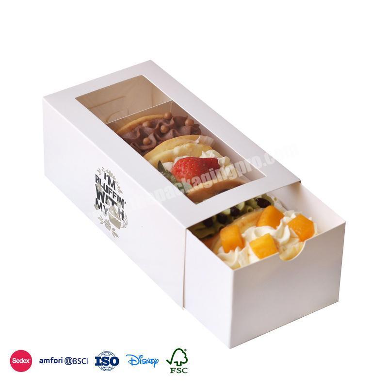 Most Selling Products Spot Rectangular Small Drawer Type With Window Design Healthy Material transparent cake box