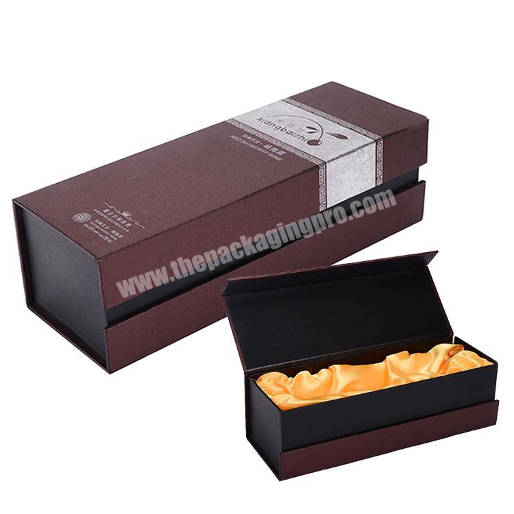 Most popular luxury cardboard  paper box for wine magnetic closure rigid satin lined gift paper boxes