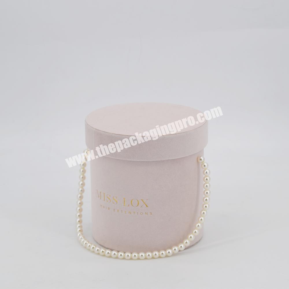 Mothers day gfit custom luxury rose packaging flower round box with handle ribbon velvet round mom flower box flower