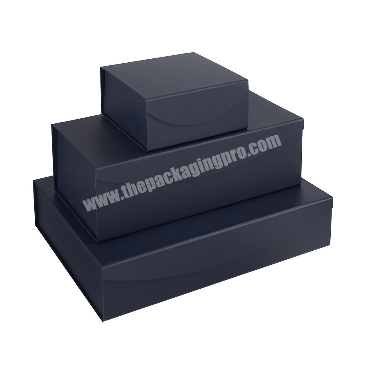 Navy Leatherette Collapsible packaging box Navy Blue Paper Gift Box Flip Top Magnetic Gift Box