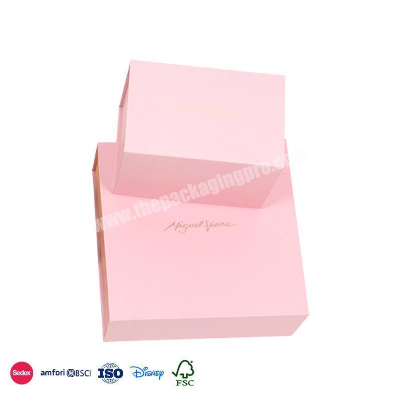 New And Original Integrate Circuit Pink with gold font high quality luxury texture square book shape box