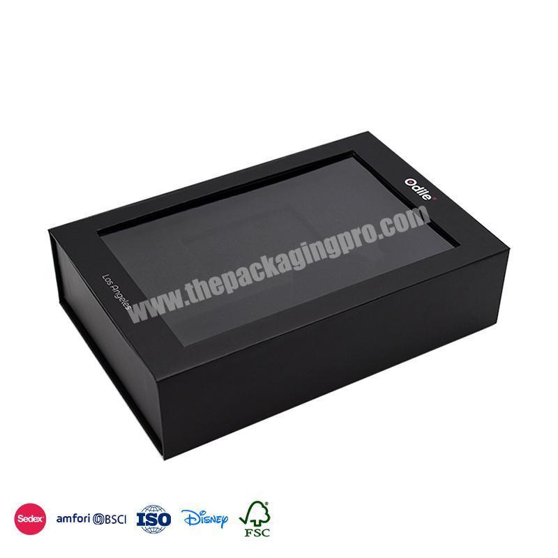 New China Products Custom Black window transparent design waterproof material  book shaped storage box