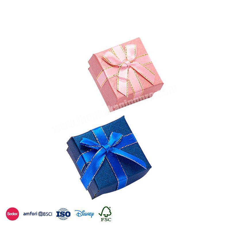 New China Products Custom Macaron color square solid material with ribbon small box for jewelry necklace