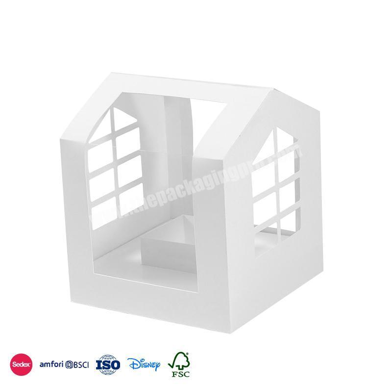New China Products House-shaped hollow design with doors and windows flower boxes for bouquets free shipping